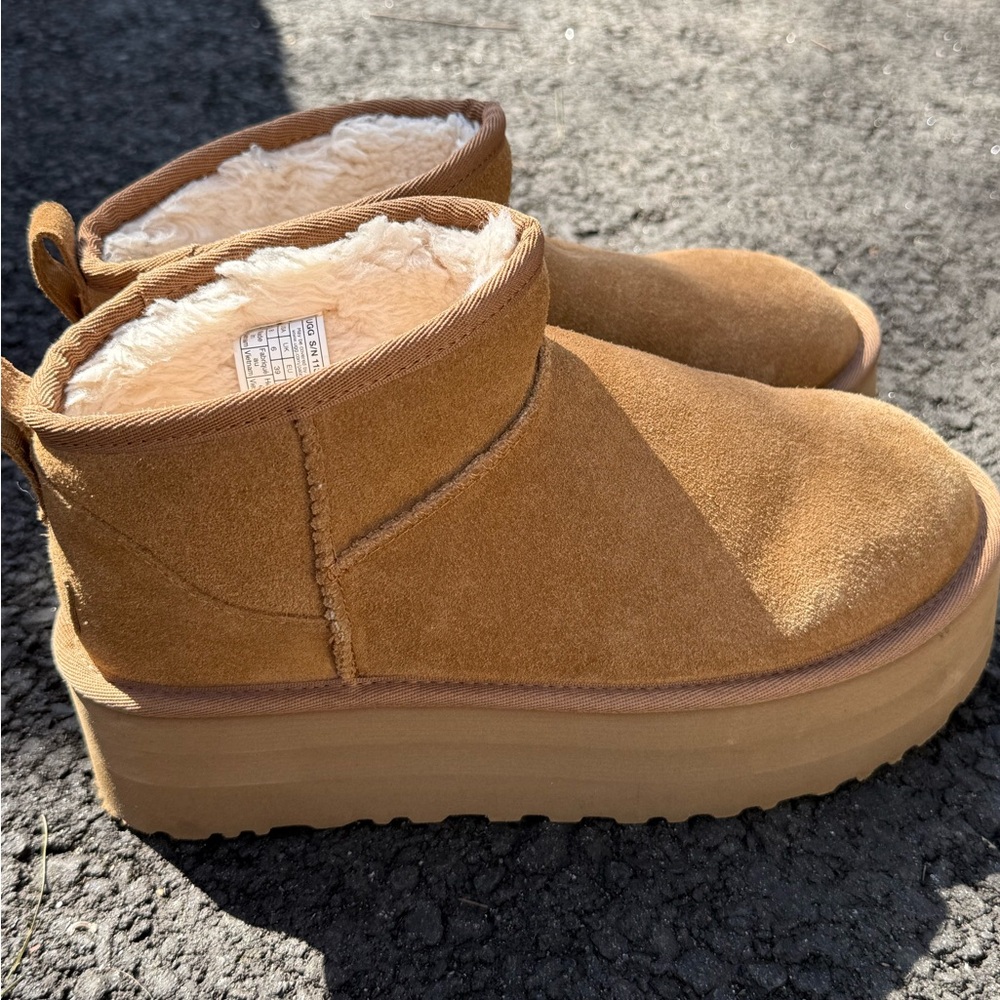 Tan Suede Platform Boots